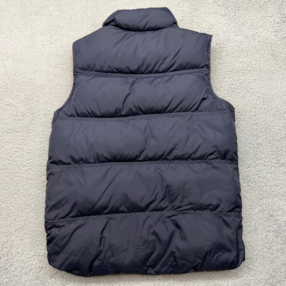 Lands End 392059 Kids Size Medium 10-12 Navy Blue Red Down Insulated Puffer Vest